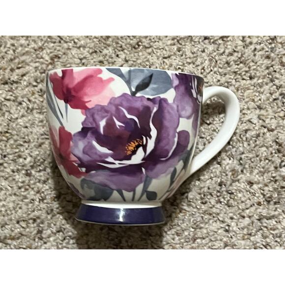Purple Peony Footed Mug Portobello by Design England Bone China Floral - Picture 1 of 5